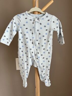 ⭐️⭐️PICK 5 / $20 Simple Joys Blue Baby Footed One-Piece with Sports Print 0-3M